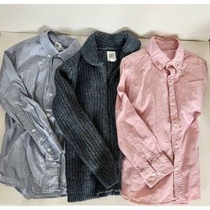 LOT Gap Boys 2 Long Sleeve Button Down Shirts 1 Cardigan